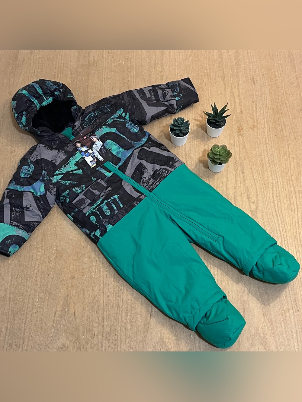 NWT Quicksilver Micro 5K One Piece Toddler Snowsuit in Green and Black